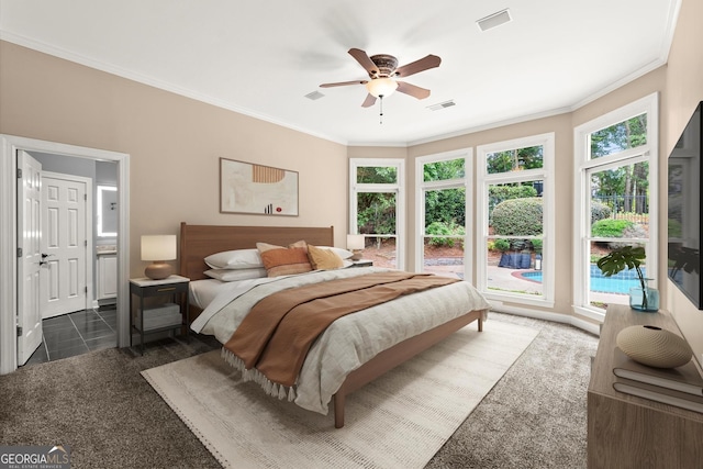 1065 Beacon Hill Xing, Alpharetta, GA 30005 - bedroom featuring ornamental molding and a ceiling fan