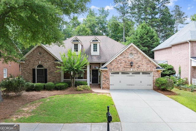 1065 Beacon Hill Xing, Alpharetta, GA 30005 - view of front of home featuring brick siding, an attached garage, concrete driveway, and a front yard