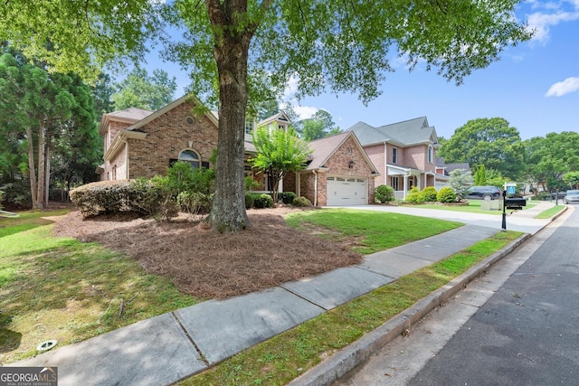 1065 Beacon Hill Xing, Alpharetta, GA 30005 - view of front of property with brick siding, driveway, a garage, and a front lawn