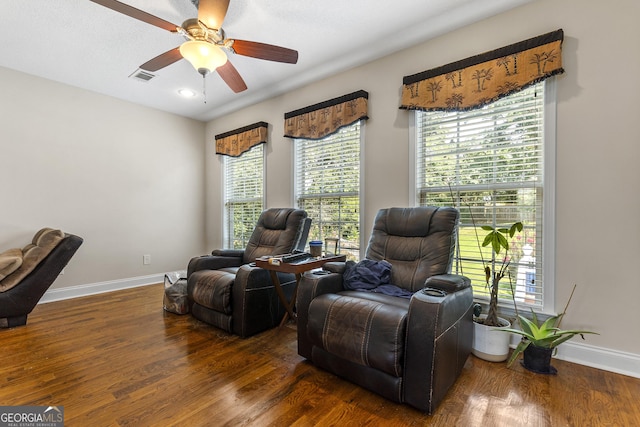 408 Dixieland Dr, Byron, GA 31008 - sitting room with wood finished floors, a ceiling fan, and recessed lighting