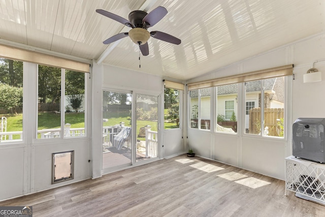 408 Dixieland Dr, Byron, GA 31008 - unfurnished sunroom with lofted ceiling and a ceiling fan