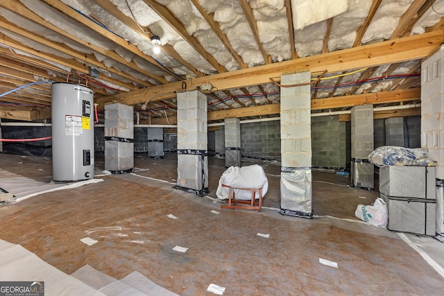 408 Dixieland Dr, Byron, GA 31008 - unfinished basement featuring electric water heater