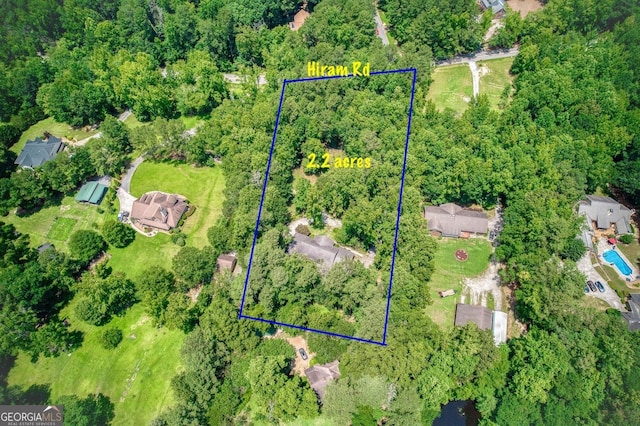 5491 Hiram Rd, Powder Springs, GA 30127 - aerial view of property's location with property boundaries highlighted