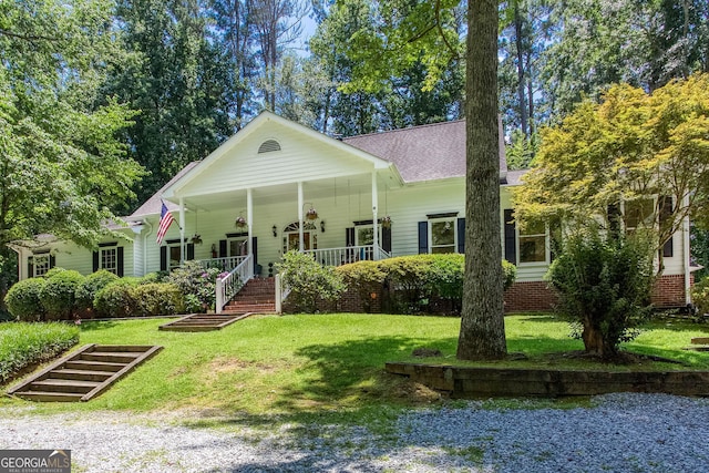 5491 Hiram Rd, Powder Springs, GA 30127 - view of front of property with a front lawn and a porch