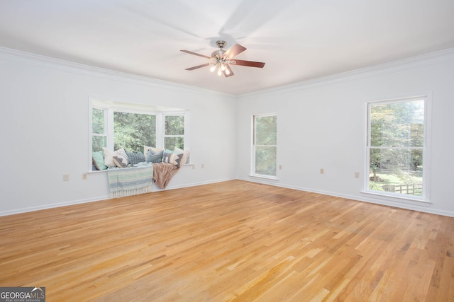5491 Hiram Rd, Powder Springs, GA 30127 - unfurnished room featuring ceiling fan, light wood-style floors, and ornamental molding