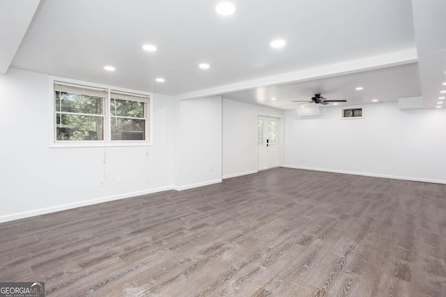 5491 Hiram Rd, Powder Springs, GA 30127 - basement with wood finished floors, recessed lighting, and ceiling fan