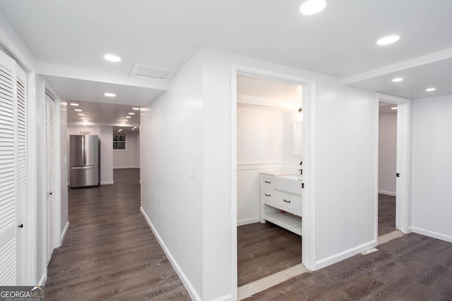 5491 Hiram Rd, Powder Springs, GA 30127 - corridor featuring dark wood-type flooring and recessed lighting