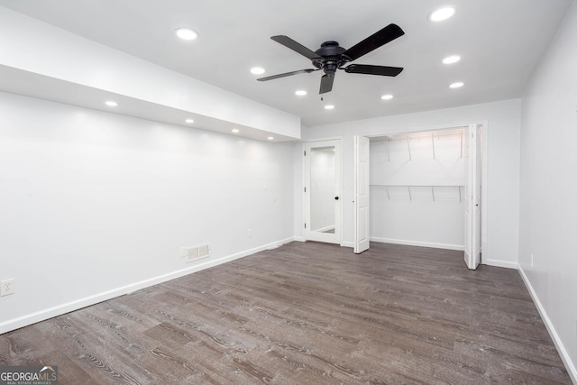 5491 Hiram Rd, Powder Springs, GA 30127 - unfurnished bedroom featuring recessed lighting, wood finished floors, and a ceiling fan