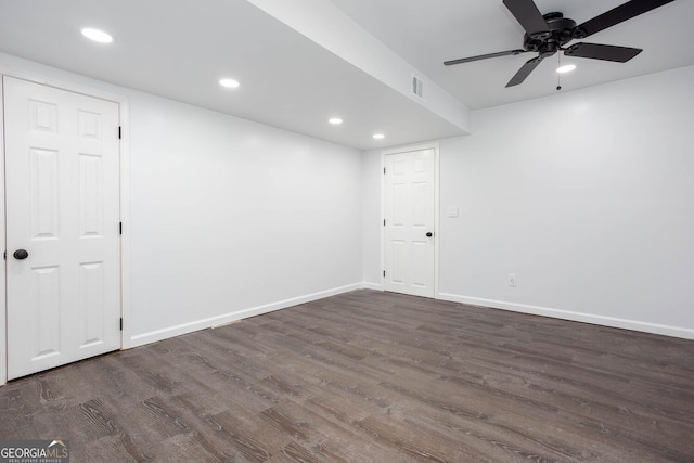 5491 Hiram Rd, Powder Springs, GA 30127 - unfurnished room with wood finished floors, recessed lighting, and ceiling fan