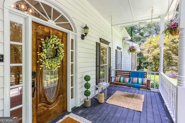 5491 Hiram Rd, Powder Springs, GA 30127 - view of wooden porch