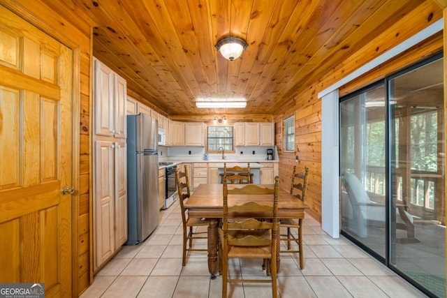 71 Cohutta Forest Rd Unit 9, Chatsworth, GA 30705 - dining room featuring light tile patterned flooring and wooden ceiling