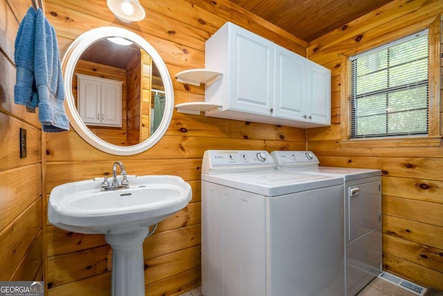 71 Cohutta Forest Rd Unit 9, Chatsworth, GA 30705 - laundry room featuring washing machine and dryer, wooden walls, and wood ceiling