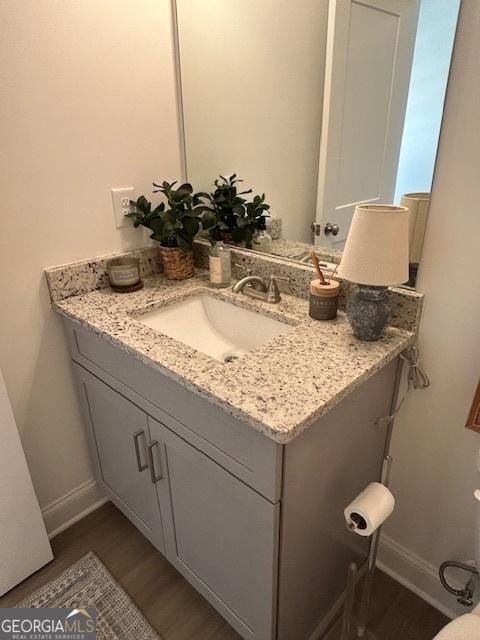 322 Heron St, Ball Ground, GA 30107 - bathroom featuring vanity and wood finished floors