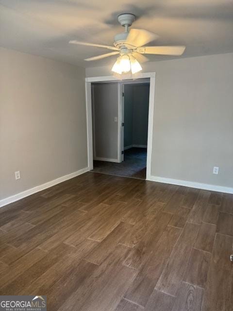 210 Bishop St, Marshallville, GA 31057 - spare room featuring dark wood-type flooring and ceiling fan