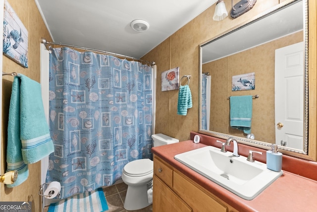 329 Summer Glen Rd, Dahlonega, GA 30533 - full bathroom featuring tile patterned floors, vanity, and a shower with curtain