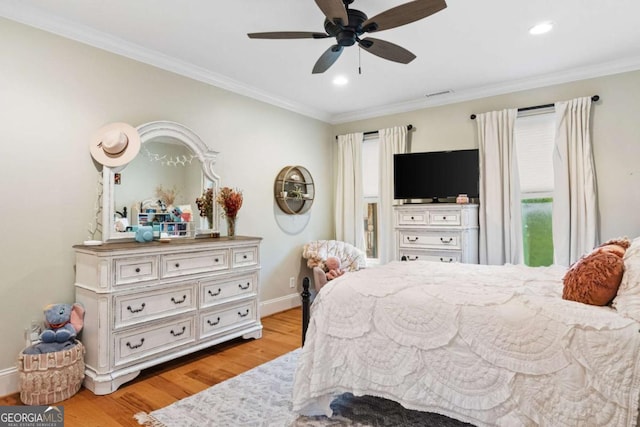 2118 Chatham, Dalton, GA 30720 - bedroom featuring wood finished floors, ornamental molding, recessed lighting, and a ceiling fan