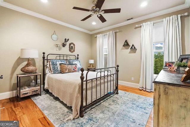 2118 Chatham, Dalton, GA 30720 - bedroom with multiple windows, crown molding, light wood-style flooring, recessed lighting, and ceiling fan