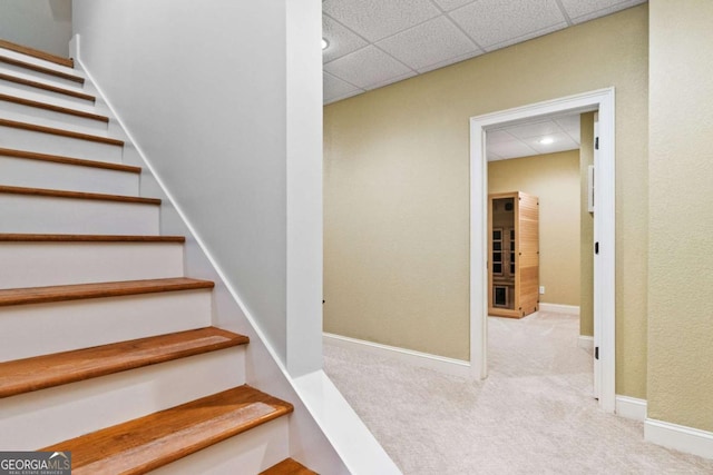 2118 Chatham, Dalton, GA 30720 - staircase with a drop ceiling and carpet floors