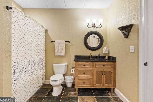 2118 Chatham, Dalton, GA 30720 - full bathroom with vanity, a shower with curtain, stone finish flooring, and a textured wall