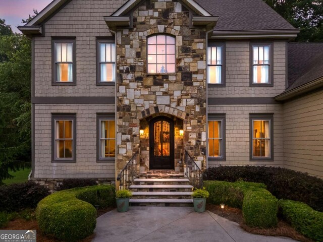 2118 Chatham, Dalton, GA 30720 - view of front of property featuring stone siding and a shingled roof