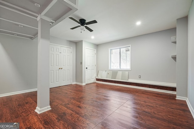 174 Village Dr, Hiram, GA 30141 - unfurnished bedroom featuring wood finished floors, a ceiling fan, and recessed lighting