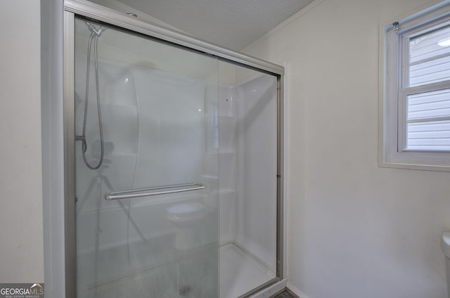 1525 Bailey Rd, Aragon, GA 30104 - full bathroom featuring a shower stall and a textured ceiling