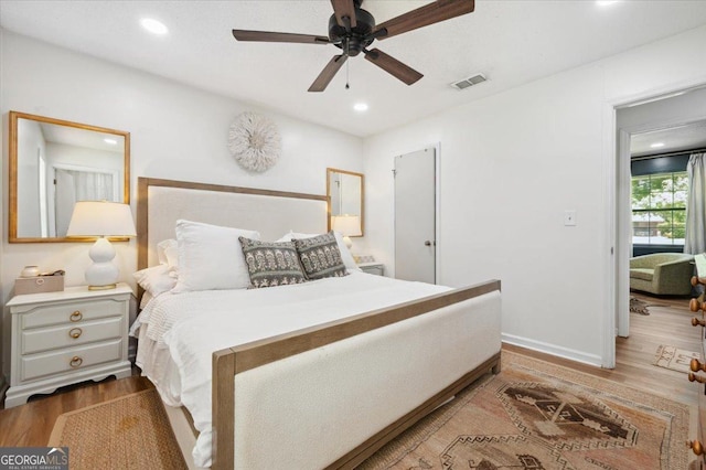 711 Chapman St, Blackshear, GA 31516 - bedroom featuring wood finished floors, recessed lighting, and ceiling fan