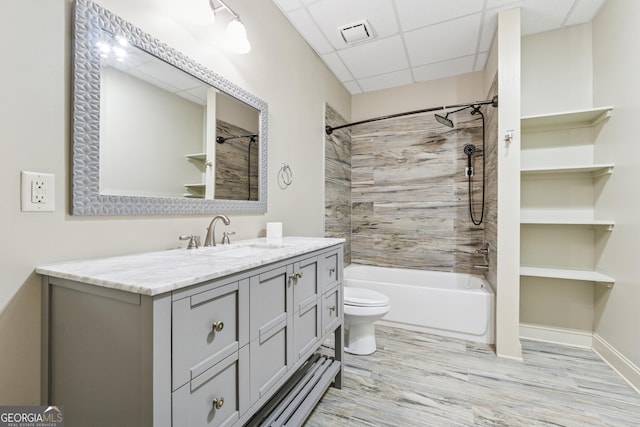 148 Copper Hills Dr, Canton, GA 30114 - full bath with vanity, a drop ceiling, bathing tub / shower combination, and wood finished floors