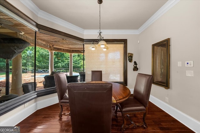 932 Shadowford Fls, Lithonia, GA 30058 - dining space with ornamental molding and hardwood / wood-style flooring