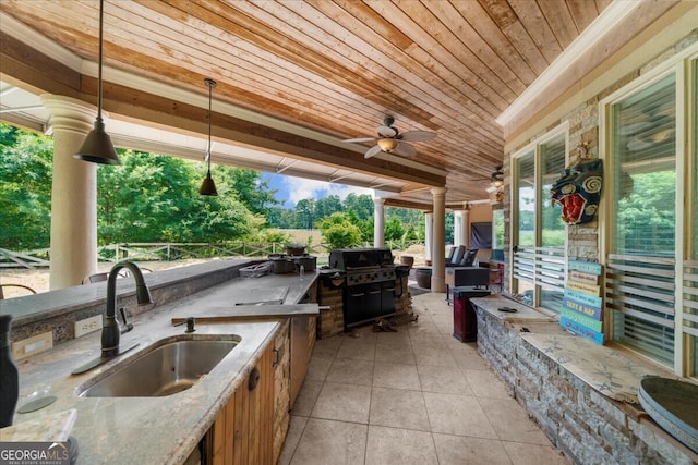 932 Shadowford Fls, Lithonia, GA 30058 - view of patio / terrace featuring an outdoor kitchen and ceiling fan