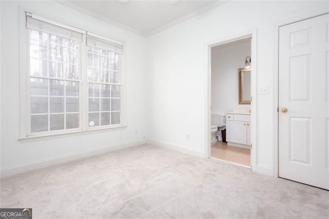 2516 Woolwich Ct, Acworth, GA 30101 - unfurnished bedroom with ornamental molding, light colored carpet, and ensuite bathroom