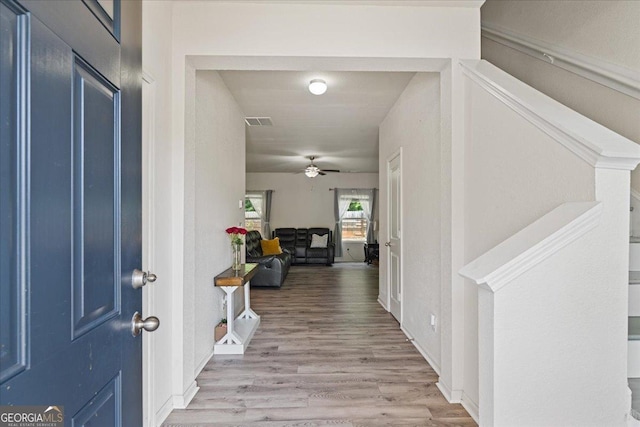 255 Morning Dr, Athens, GA 30606 - entryway featuring light wood finished floors and ceiling fan