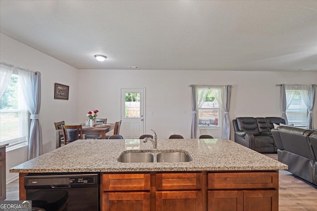 255 Morning Dr, Athens, GA 30606 - kitchen featuring dishwasher, open floor plan, plenty of natural light, and light stone countertops