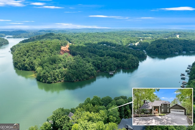 537 Chestatee View Dr, Dawsonville, GA 30534 - aerial overview of property's location with a forest and property boundaries highlighted