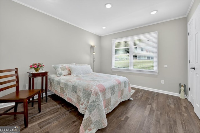 31 Willow St, East Ellijay, GA 30540 - bedroom featuring dark wood-type flooring, crown molding, and recessed lighting