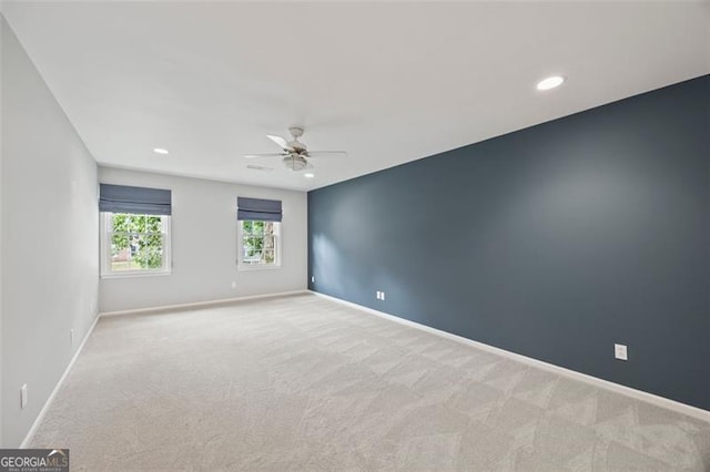 1416 Vernon Rdg, Close, Dunwoody, GA 30338 - spare room with carpet flooring, ceiling fan, and recessed lighting