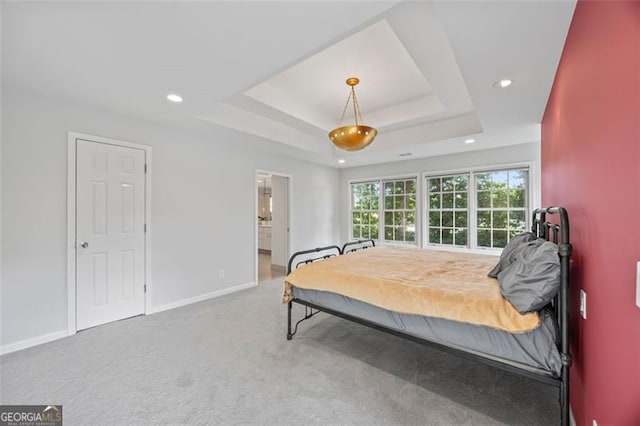 1416 Vernon Rdg, Close, Dunwoody, GA 30338 - carpeted bedroom featuring a raised ceiling, recessed lighting, and ensuite bathroom