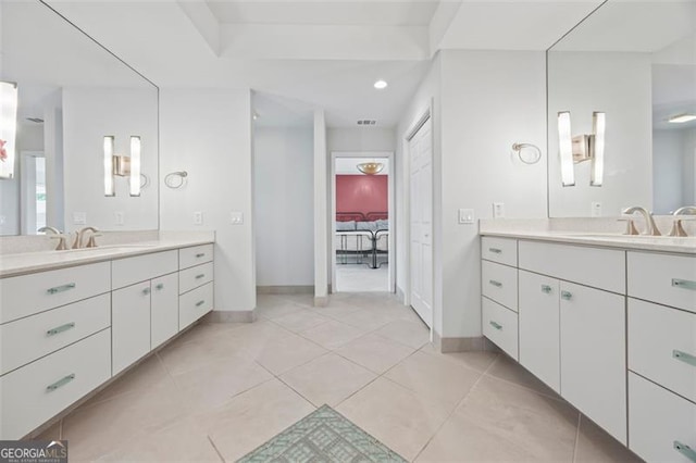 1416 Vernon Rdg, Close, Dunwoody, GA 30338 - ensuite bathroom featuring two vanities and tile patterned flooring