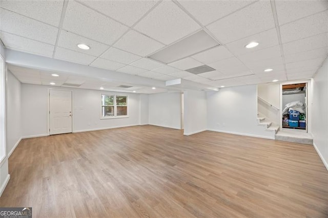 1416 Vernon Rdg, Close, Dunwoody, GA 30338 - below grade area featuring light wood-style flooring, stairs, and recessed lighting