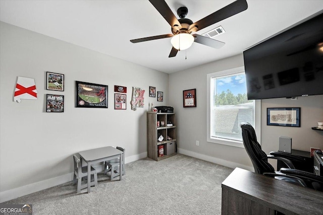 161 Fairway Cir, Macon, GA 31211 - home office featuring a ceiling fan and light colored carpet