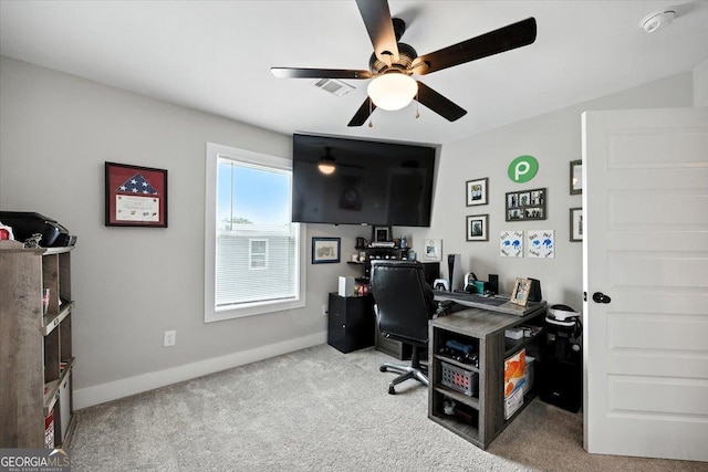 161 Fairway Cir, Macon, GA 31211 - office area featuring ceiling fan and carpet