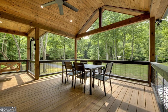 211 Rockhouse Rd, Cherry Log, GA 30522 - deck with ceiling fan and outdoor dining space
