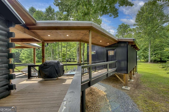 211 Rockhouse Rd, Cherry Log, GA 30522 - wooden terrace with a grill and a yard