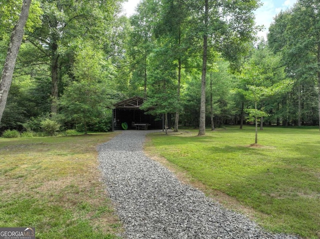 211 Rockhouse Rd, Cherry Log, GA 30522 - view of community with a yard, gravel driveway, an outbuilding, and a pole building
