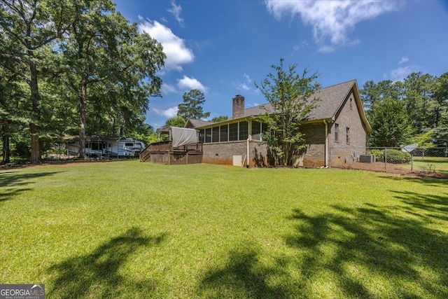 171 Loraine Forest Dr, Macon, GA 31210 - view of yard with a wooden deck and a sunroom