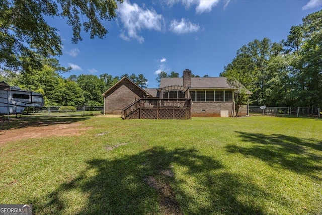 171 Loraine Forest Dr, Macon, GA 31210 - back of house featuring crawl space, a deck, stairs, and a fenced backyard