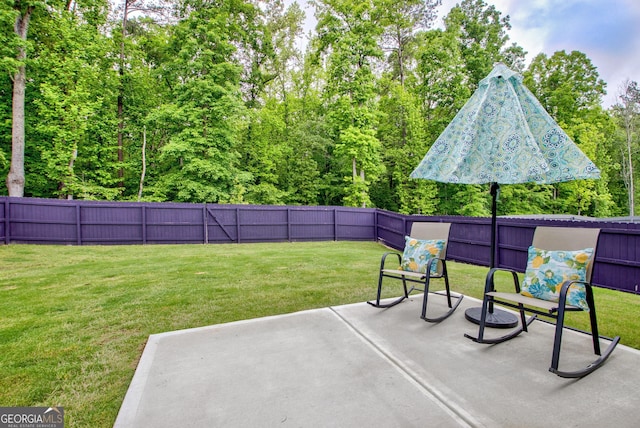 7730 Demeter Dr, Fairburn, GA 30213 - fenced backyard with a patio