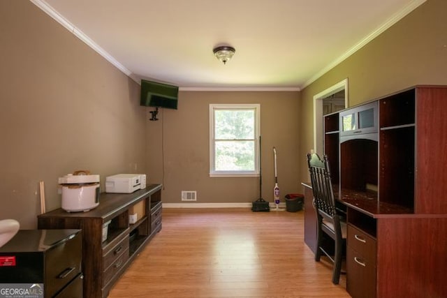 1025 Northridge Rd, Ball Ground, GA 30107 - office with light wood-type flooring and ornamental molding