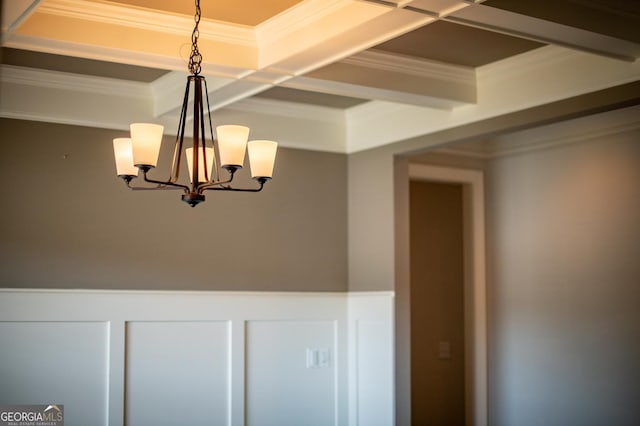 776 Fleeting Way, Monroe, GA 30655 - detailed view of a chandelier, crown molding, and a wainscoted wall