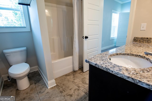 776 Fleeting Way, Monroe, GA 30655 - bathroom featuring vanity, shower / tub combo with curtain, and ornamental molding